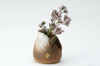 花入 手付ふくろ金花(信楽焼)