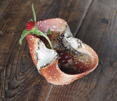 ミニつくばい 古信楽たわみ