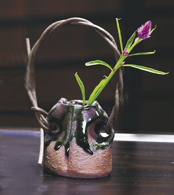 花入 焼〆びーどろ(信楽焼)