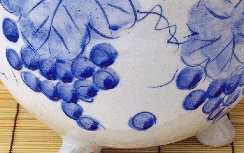 つくばい 足付ぶどう絵