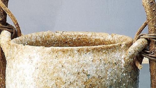 大物花器 窯変筒つる付