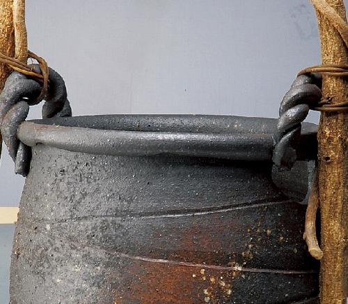 大物花器 黒釉彩窯変