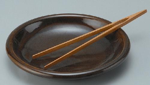 耐熱 黒飴釉グリルプレート(小)(トング付)