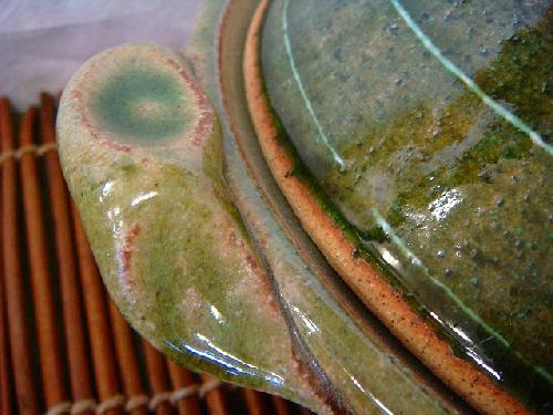 信楽焼 9号鍋 緑釉(ライン)