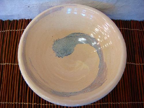 信楽焼 花紫足付大鉢