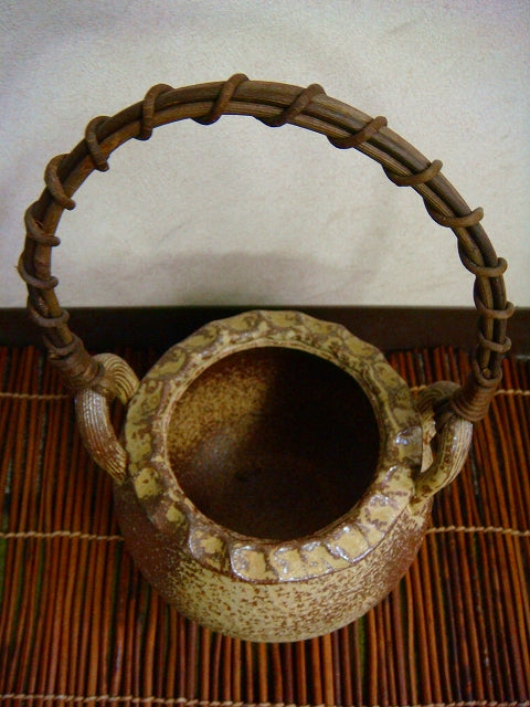 信楽焼 花器 古陶口ひねり