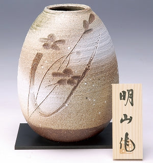 信楽焼 荒土化粧花彫