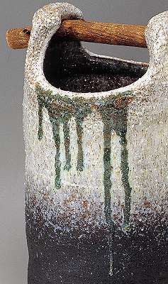 信楽焼 傘立 古白緑流し手桶