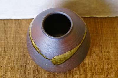 信楽焼 6.5号花瓶 織部流し