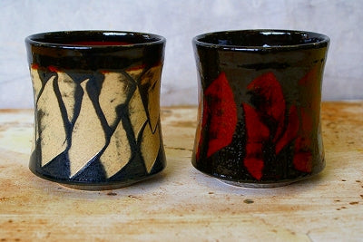 信楽焼 波ロックカップ(飴釉)